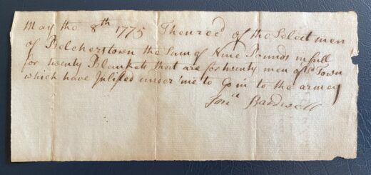 Paper receipt dated May 8, 1775.