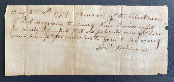 Paper receipt dated May 8, 1775.