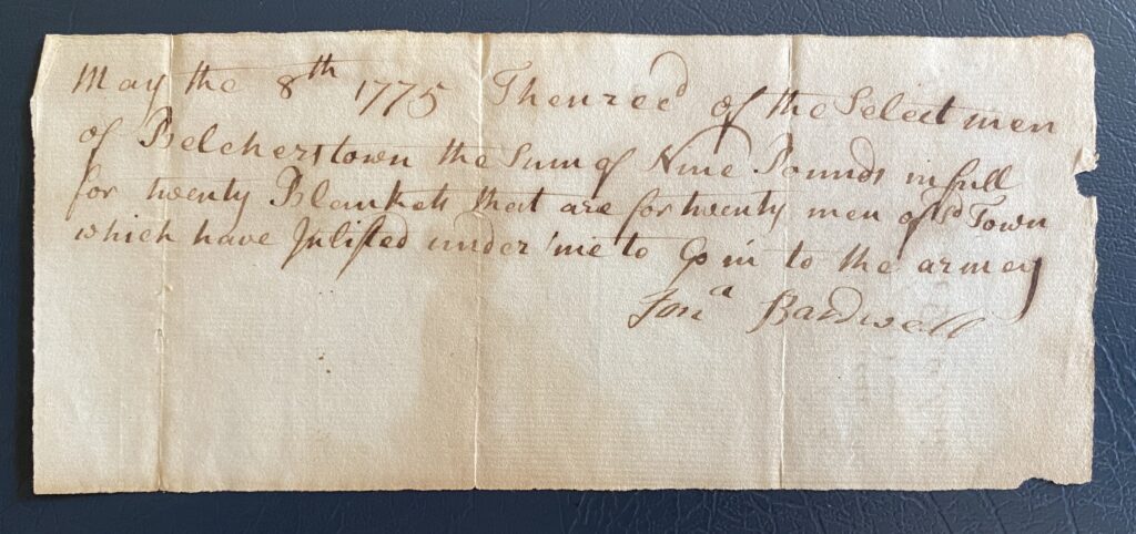 Paper receipt dated May 8, 1775.